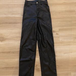 Dynamite Black Faux Leather Straight-Leg Pants